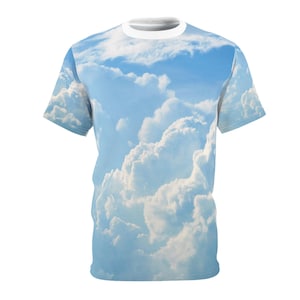 Camiseta unisex con diseño de nubes, cortada y cosida - Camiseta con diseño de espacio cósmico