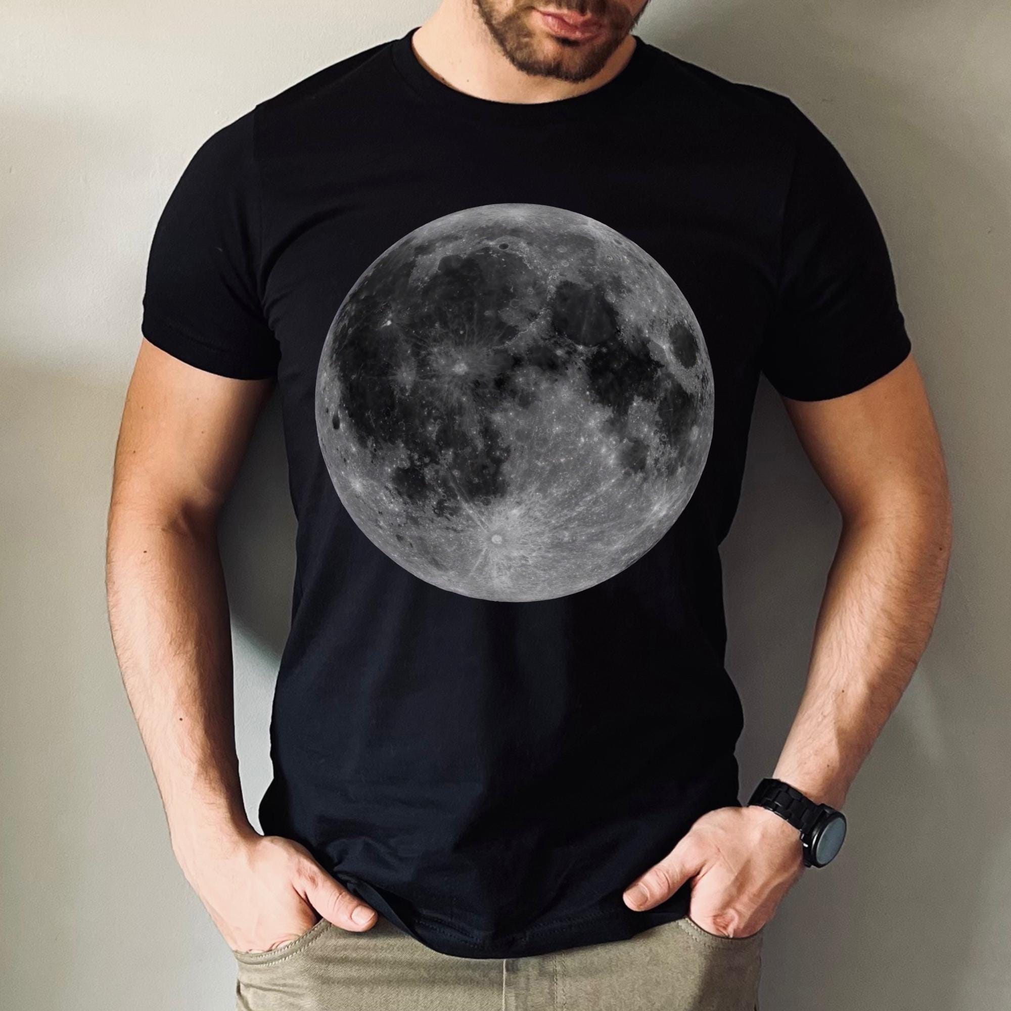 Moon Shirt Astrophysics Science Shirt Space Tee Lunar Surface Full Moon  Large