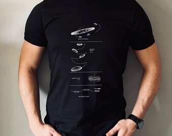 UFO Sighting Diagrams Shirt - NICAP Official Report 1960s Falling Leaf Motion Retro Antique Real UAP Drawings