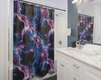 Intergalactic Nebula Shower Curtain: Cosmic Galaxy Bathroom Decor