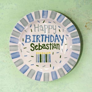 Personalized Hand-Painted Ceramic Birthday Plate: First Birthday Keepsake