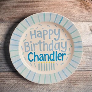 Custom Birthday Plate, Personalized Hand Painted Ceramic, Unique Name Plate for Baby, First Birthday Keepsake Gift, Happy Birthday Plate