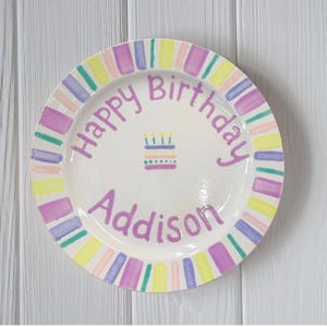 Personalized Hand-Painted Ceramic First Birthday Plate: Food Safe Keepsake