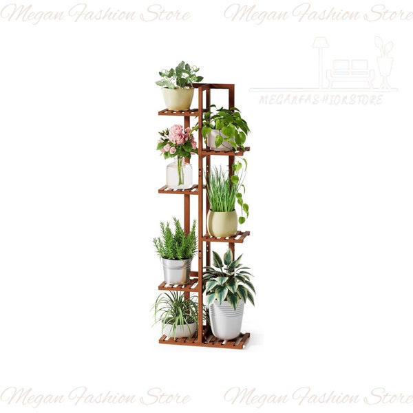 6 Tier 7 Potted Bamboo Plant Stand | Corner Plant Stand | Tiered Plant Stand | Plant Shelf | Multiple Stand Holder | Plant Shelf For Indoor