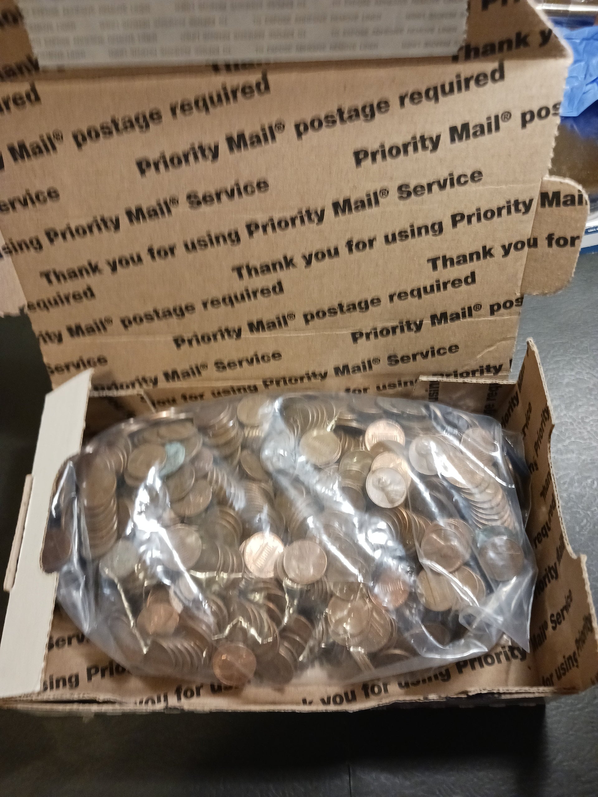 10+ Lbs. 95% copper pennies 1909-1982 Approx.1450 coins Possible wheats Unsearched for errors