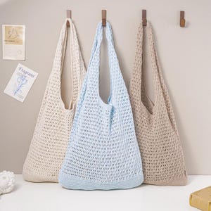 Gehäkelte Tragetasche, handgemachte Schultertasche, Valentinstag, Strandtasche, Damen-Einkaufstasche, Frühlingstasche, Geschenk für sie