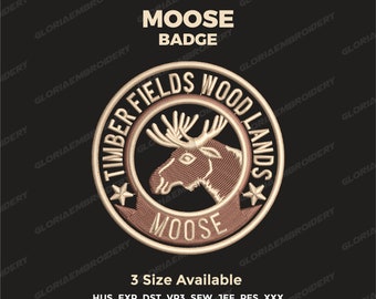Moose Badge Embroidery Design (Patterns), Machine embroidery patterns.