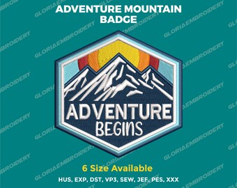 Adventure Mountain Badge Embroidery Design (Patterns), Machine embroidery patterns.