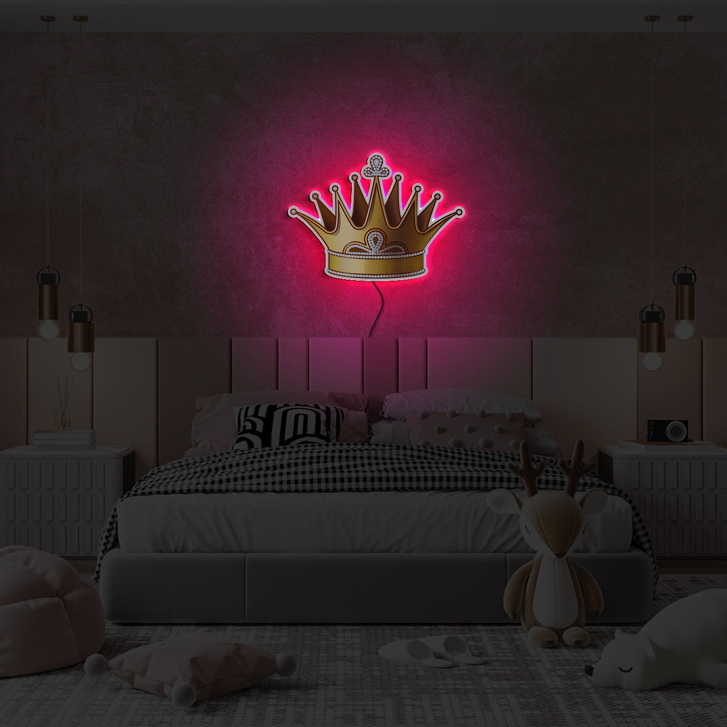 König Schilder mit Krone, LED-Schild für Schlafzimmer, Neon-Bar