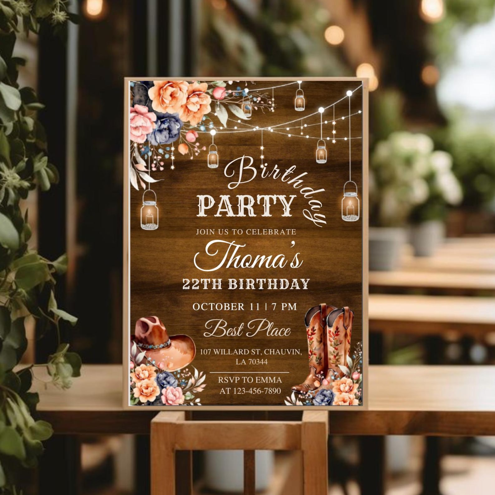 Rustic Cowgirl Birthday Invitation | Boho Western Party (editable ...
