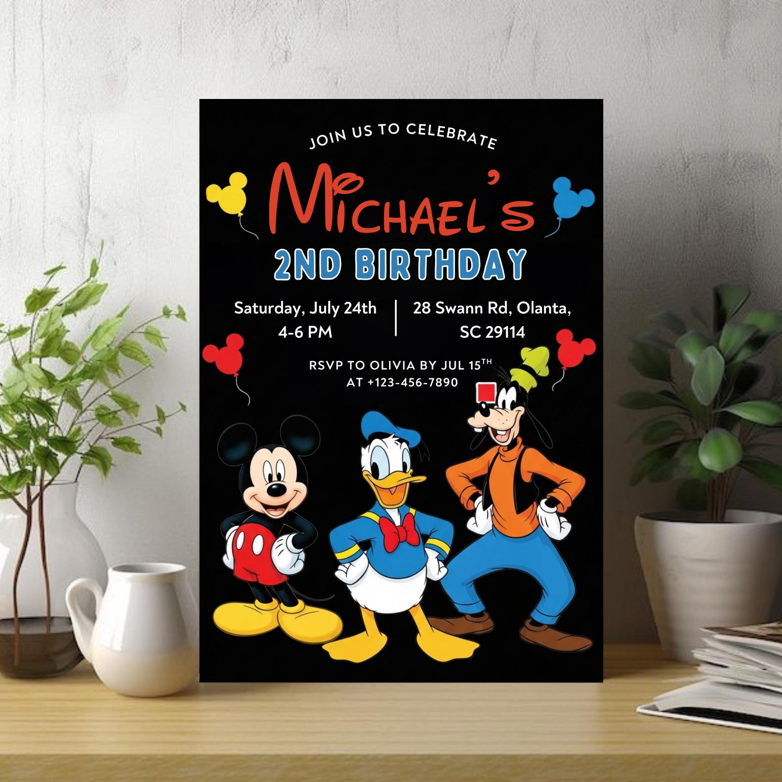 Editable Mickey Mouse Birthday Invitation | Digital Disney Party ...
