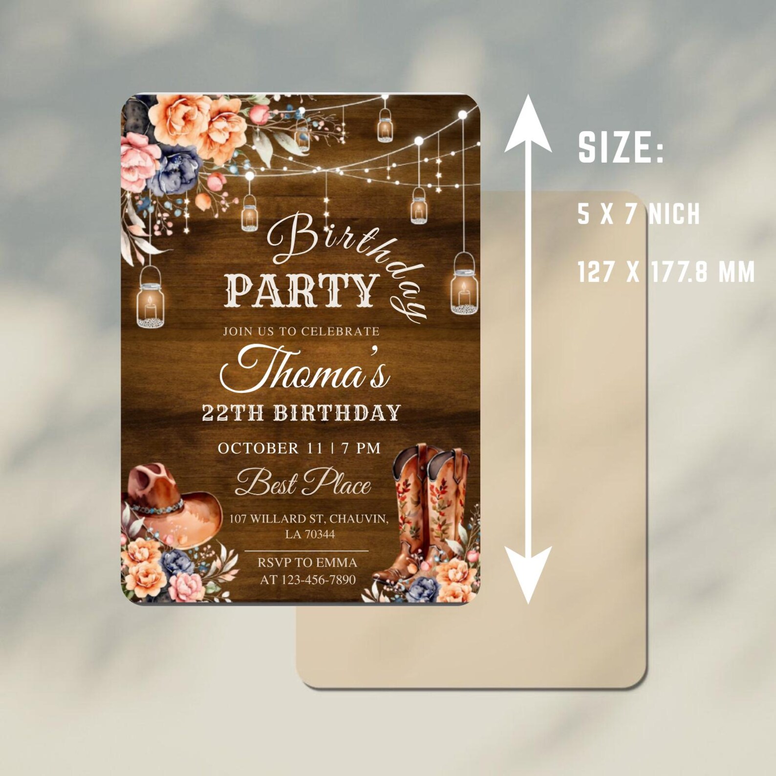 Rustic Cowgirl Birthday Invitation | Boho Western Party (editable ...