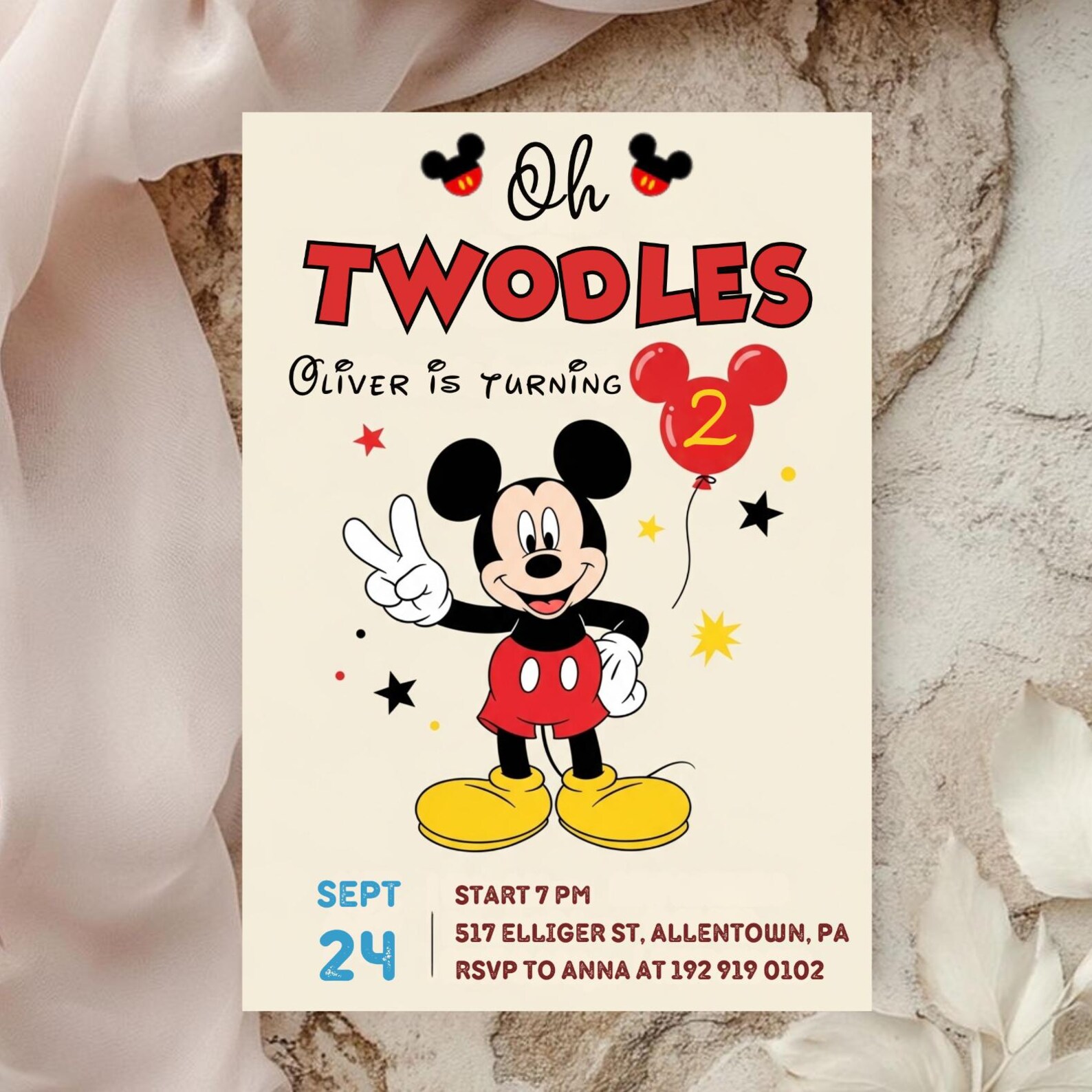 Oh Twodles Birthday Invitation | Mickey Mouse 2nd Birthday (canva ...