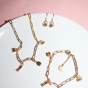 Sip & Yap Charm Necklace | Gold Coffee, Tea Charms