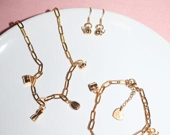 Sip & Yap Charm Necklace | Gold Coffee, Tea Charms