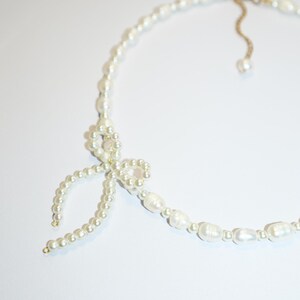 Manon Pearl Bow Necklace | Freshwater Pearls | Beaded Necklace