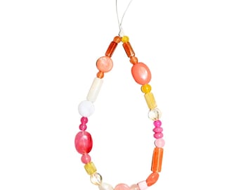 Beaded Phone Charm | Pink Orange Maximalist Phone Strap