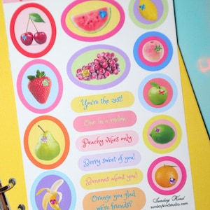 Tutti Fruitti | Cute Fruit Sticker Sheets | Planner, Journal, Scrapbook Stickers | A6 Sticker Sheet