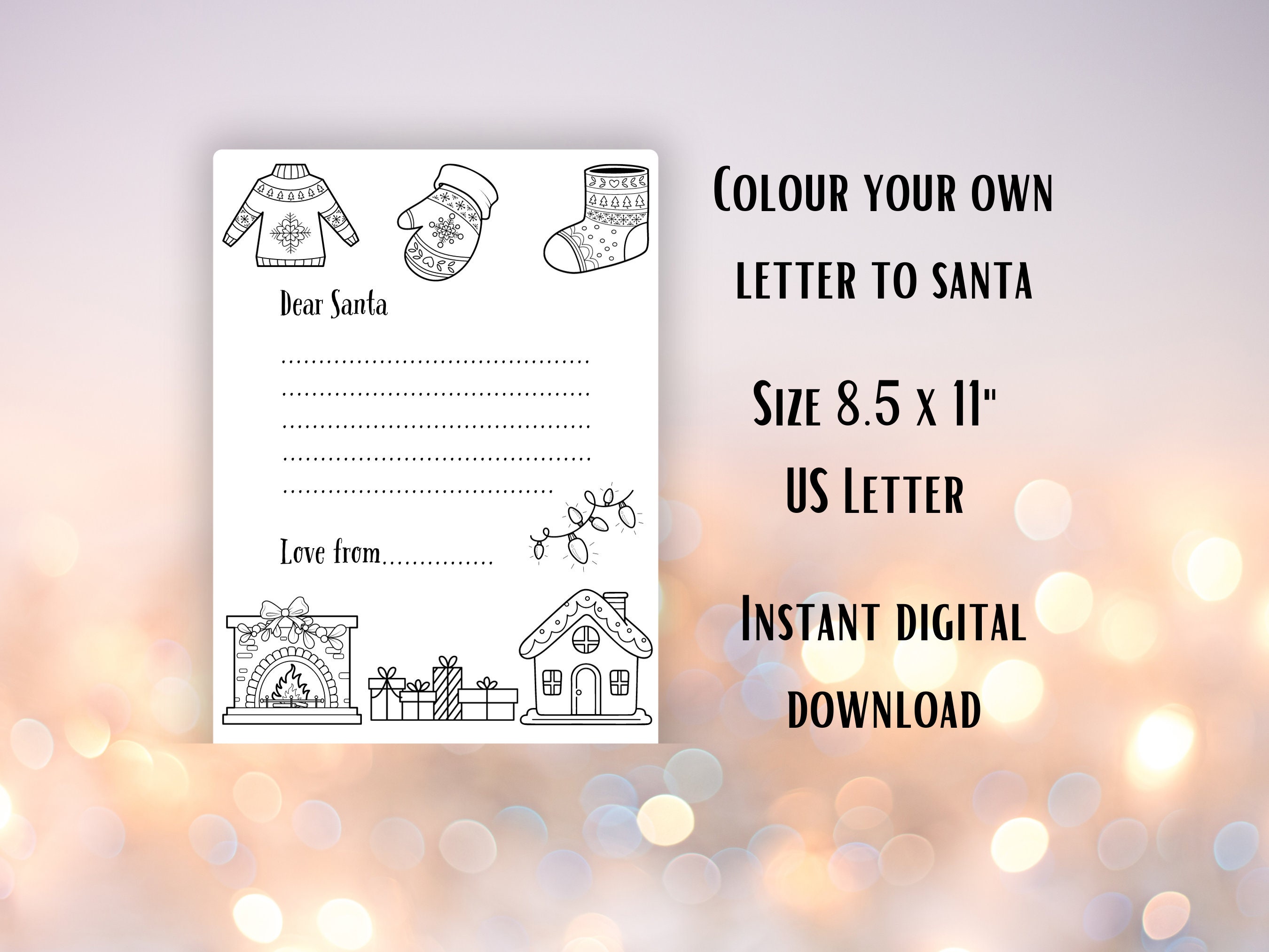 Letter to Santa Printable, Color Your Own Letter to Father Christmas ...