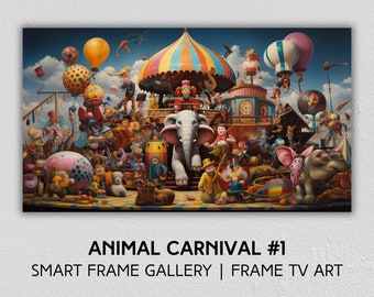 Animal Carnival #1 Landscape | Samsung Frame TV Art | Abstract Animal Digital Download