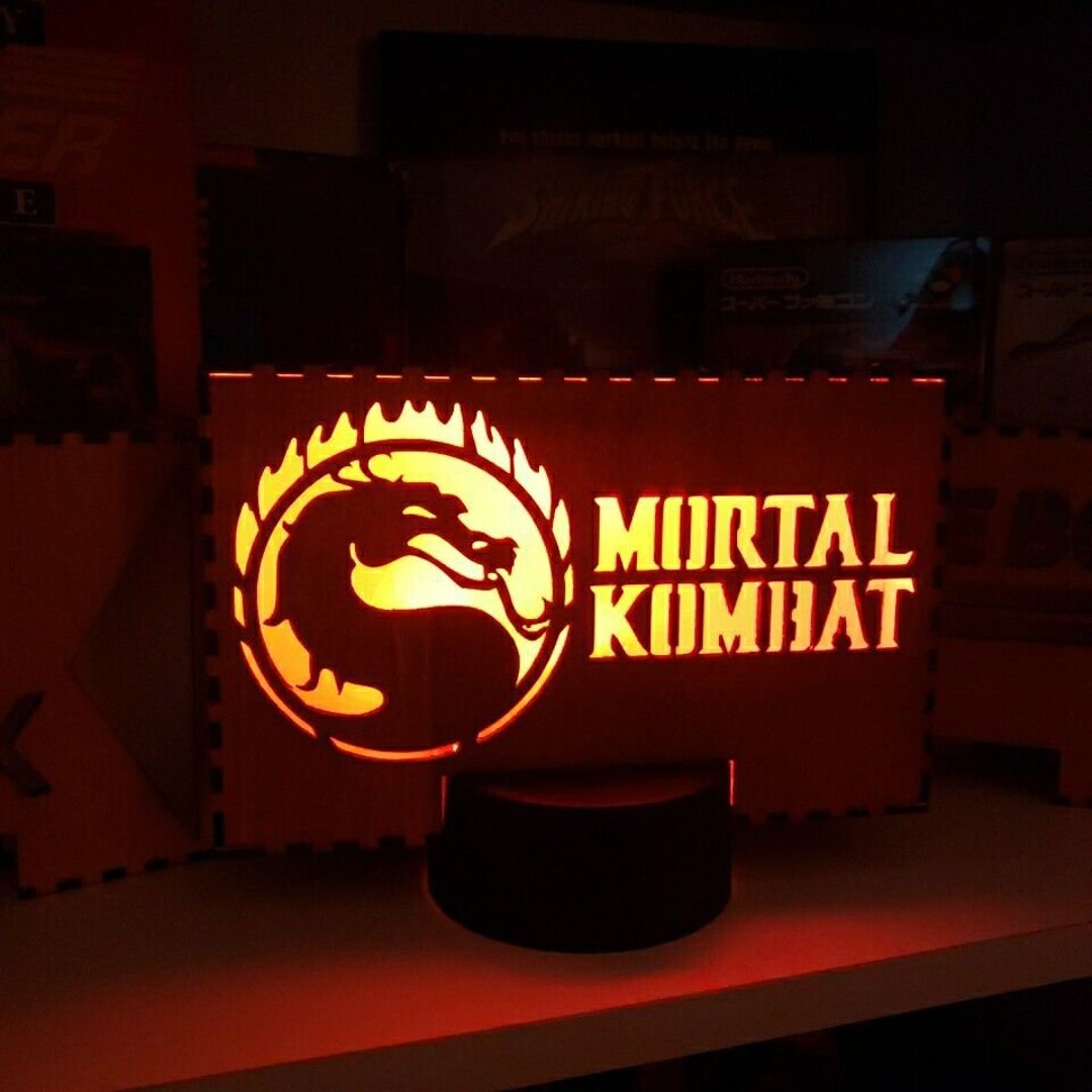 Mortal Kombat LED LIGHT and Shadow Box With Remote Wood Cherry Finish ...