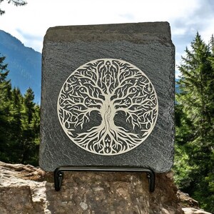 Earth Inspired Tree of Life Coasters - Set of 4. Rustic Tree of Life. Boho Chic Tree of Life. Engraved Slate Coasters.
