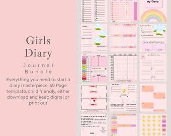 Ultimate journal bundle for kids, Girls Diary, Child's planner, habit tracker, school and home life, digital instant download