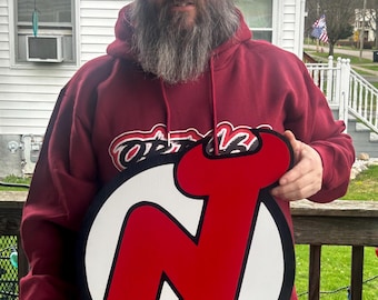 New Jersey Devils Wood Sign | Layered NHL Hockey Wall Decor | Man Cave Sports Art