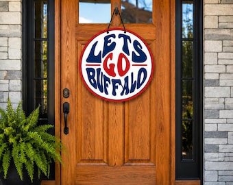Buffalo Bills Door Hanger: Let's Go Buffalo - Red White Blue Team Sign