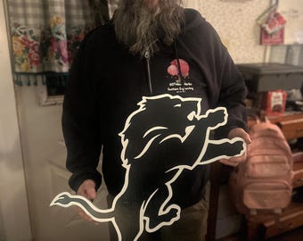 Detroit Lions Wooden Wall Art | Handcrafted Sports Team Decor by 607WoodWorks