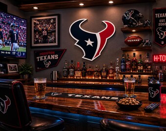 Houston Texans Sign: Handmade NFL Team Logo Wall Art