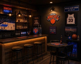 New York Knicks 3D Layered Wood Sign | Hand-Painted NBA Wall Decor