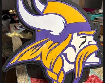 Minnesota Vikings Wooden Handmade Sign – NFL Man Cave Wall Art Roughly 18”x18”