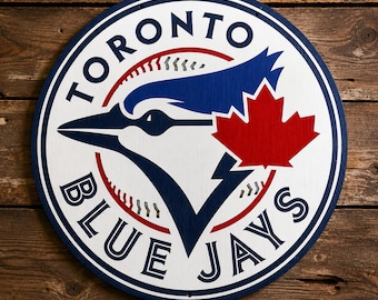 Toronto Blue Jays Wooden Sign | Baseball Fan Cave Decor | Sports Bar Art