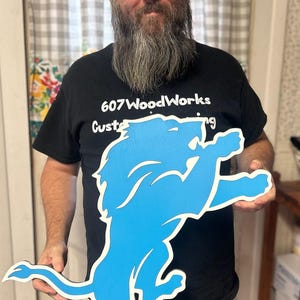 Detroit Lions Wooden Wall Art | Handcrafted Sports Team Decor by 607WoodWorks