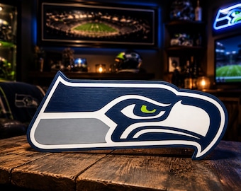 Handcrafted Seattle Seahawks Wooden Sign: 3D Layered NFL Wall Art
