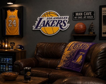 Los Angeles Lakers Wooden Sign | Man Cave, Game Room Decor