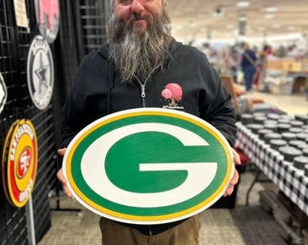 Handmade Green Bay Packers Wooden Sign: Rustic NFL Wall Art