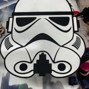 Stormtrooper Wooden Wall Art | Star Wars Inspired Decor | Laser Cut Helmet Sign | Sci-Fi Nerd Gift | Star Wars Fan Art | Geek Room Decor