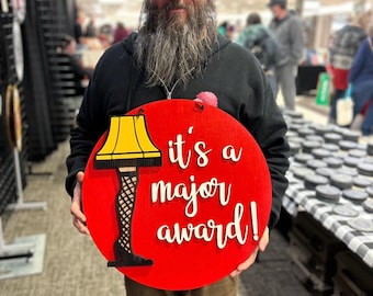 A Christmas Story Leg Lamp Sign: Major Award Holiday Door Hanger