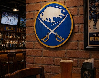 Buffalo Sabres Hockey Round Wood Sign – Layered NHL Fan Wall Art (18")