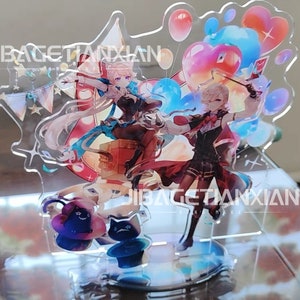 Genshin Impact: hora da festa Lyney & Lynette Acrílico Standee, distintivo, presente de charme de arte Genshin Fandom.