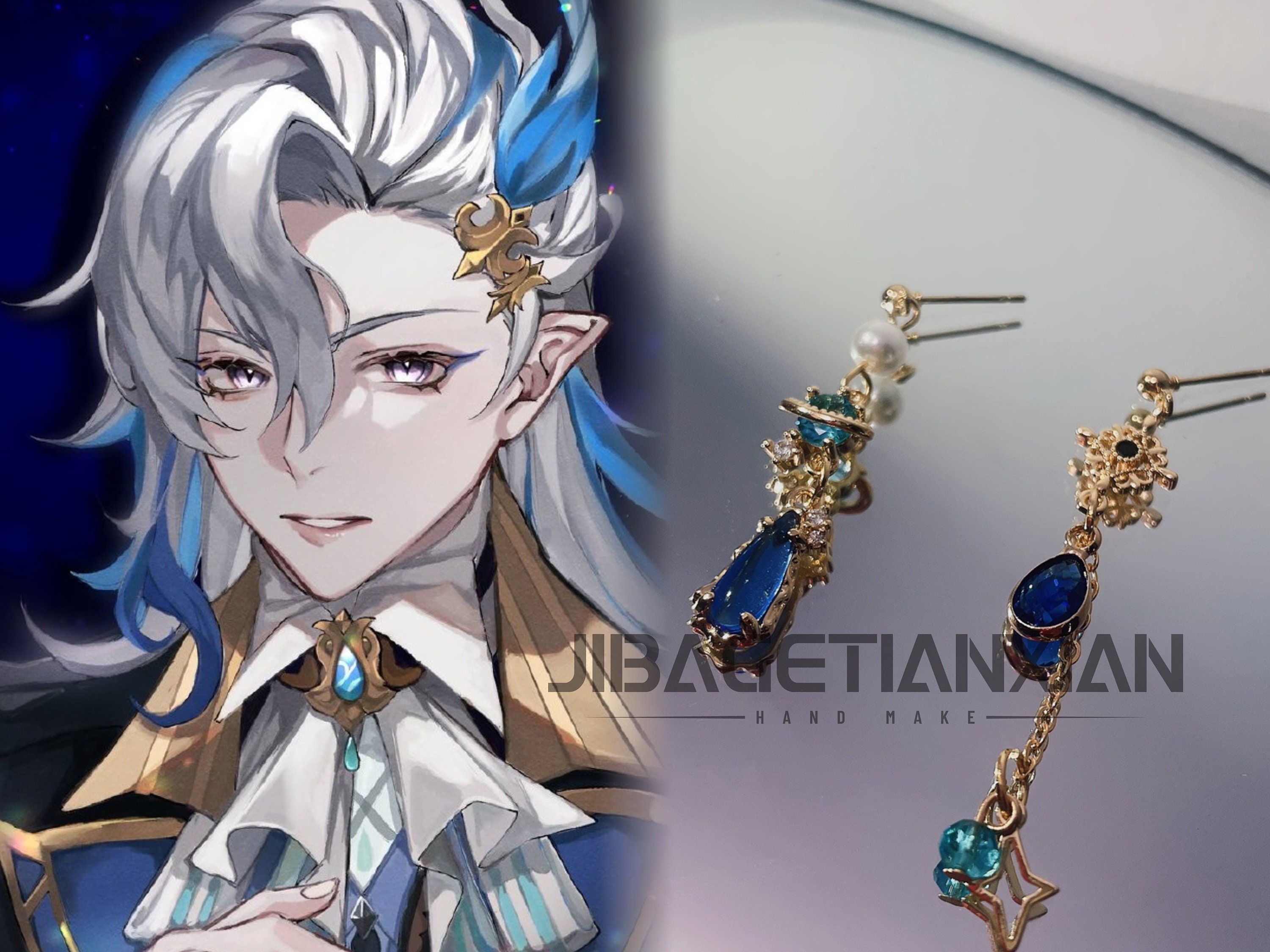 Genshin Impact : Neuvillette Earrings, Cosplay&Daily Use Genshin Imapct Charm Handmade Gift