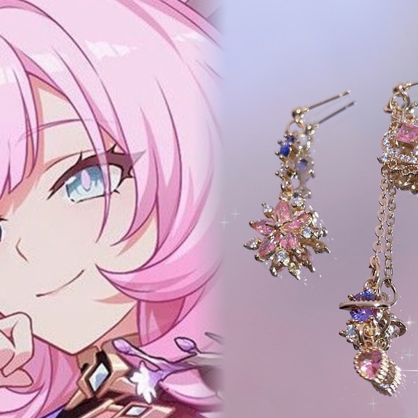 Customizable,Honkai Impact Elysia Earrings Cosplay&Daily Use, Pushback / Clip-On