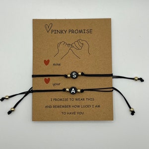 Pulsera de iniciales Pinky Promise, pulsera de iniciales de pareja, pulseras a juego para parejas, pulsera inicial, pulsera de amistad