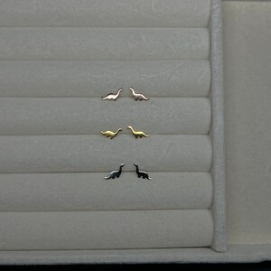 Sterling Silver Tanystropheus Dinosaur Stud Earrings - 3 Colors Available, Skinny Earrings, Animal Earring