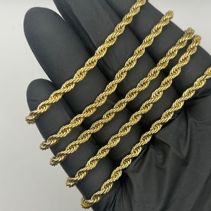 4mm Seil 14K Gold Halskette Diamant Schnitt Männer Frauen