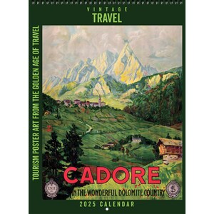 Calendario de carteles de viajes vintage de 2025: carteles clásicos de la época dorada de los viajes / Arte de viajes retro / Regalo para viajeros del mundo