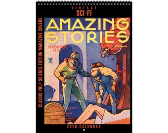 2026 Vintage Sci-Fi Deluxe Calendar - Classic Pulp Science Fiction Magazine Covers | Retro Futuristic Art | Sci-Fi Lover Gift