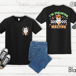 I&#39;m Freaking Melting Halloween Shirt, Funny Spooky Ice Cream Ghost Tee, Summerween Vibes Shirt, Cute Pumpkin Season Graphic T-Shirt